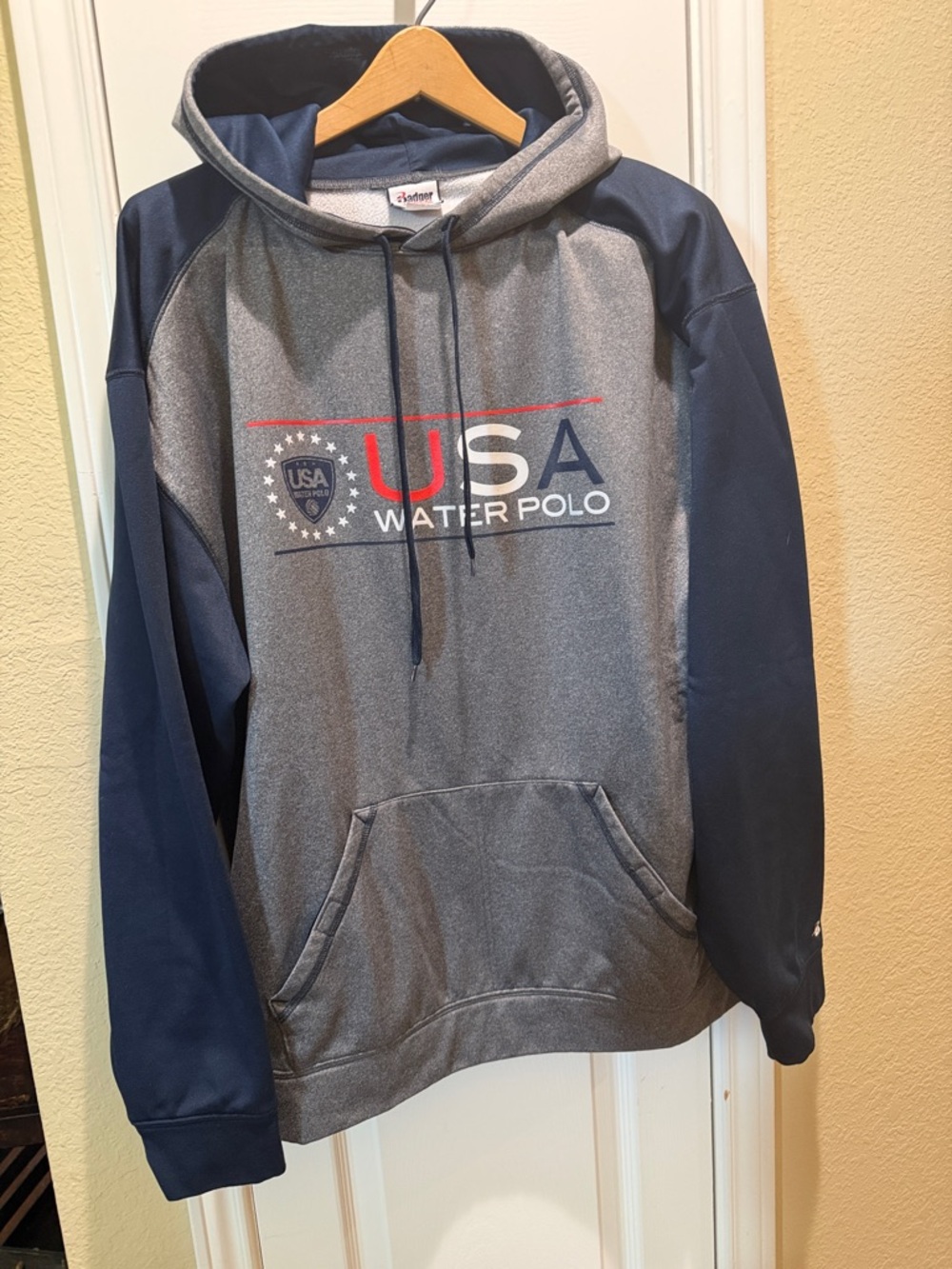 USA Water Polo Men's Gray & Navy Hoodie